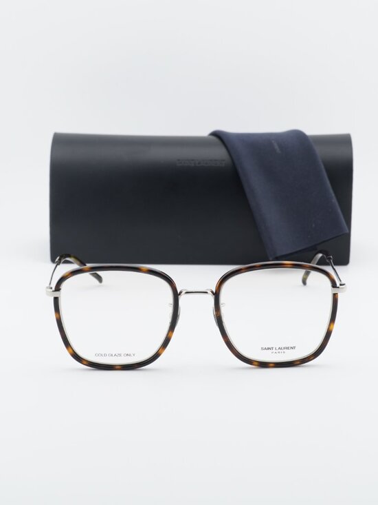 Saint Laurent SL440/F OPT 002 Square Eyeglasses – Havana/Silver 54mm main image 6